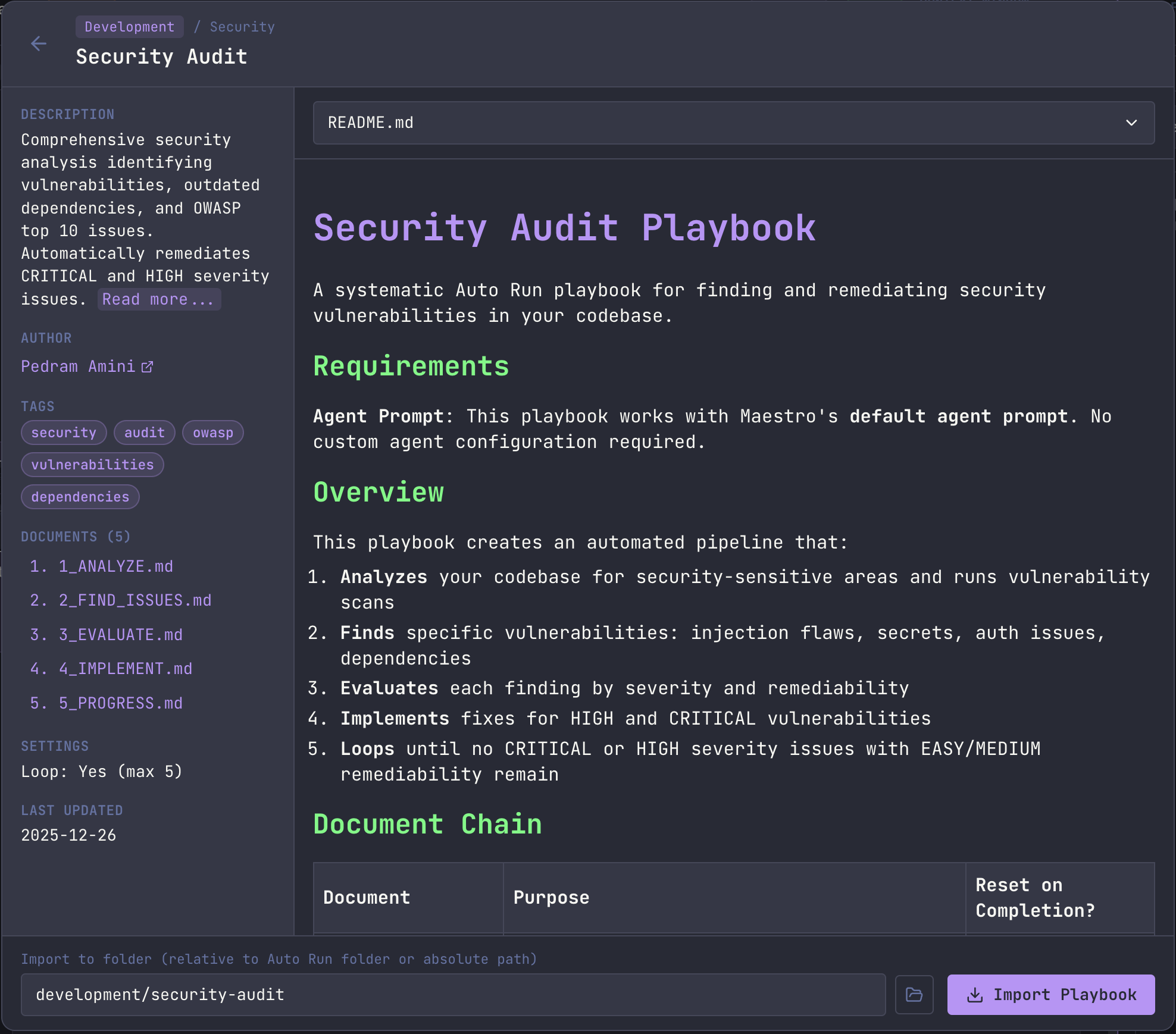 Playbook Exchange detail view