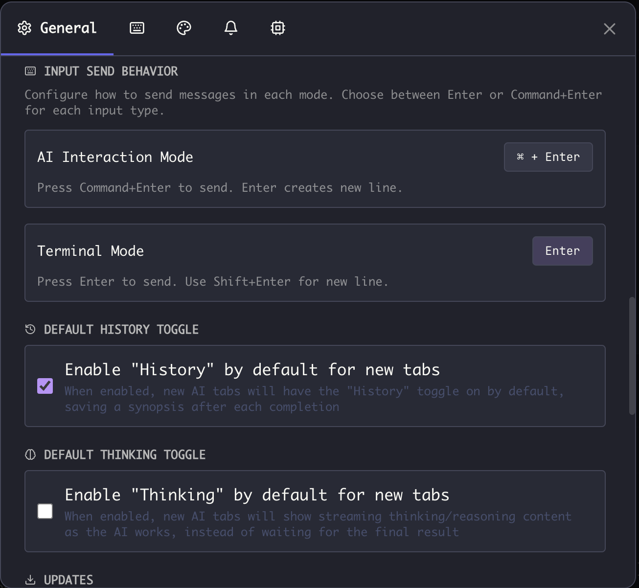 Input Toggle Defaults